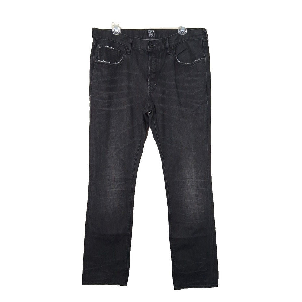 PRPS Black Jeans Mens Sz 36 Waist Straight Leg Distressed Whisker‎ Cotton Grunge